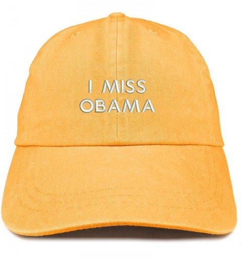 Baseball Caps I Miss Obama Embroidered Pigment Dyed Cotton Baseball Cap - Mango - CY18CWSWUST $14.27