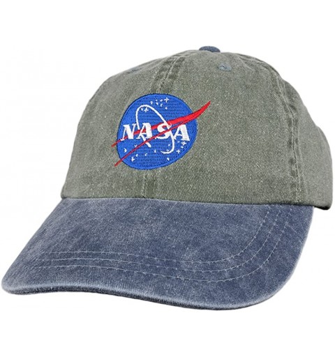 Baseball Caps NASA Insignia Embroidered 100% Cotton Washed Cap - Olive Navy - CD12O2XLDVY $14.81