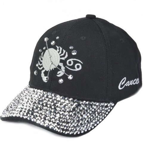 Baseball Caps Zodiac Sign Bejeweled Baseball Cap - Cancer - CV186SX3E0E $16.81