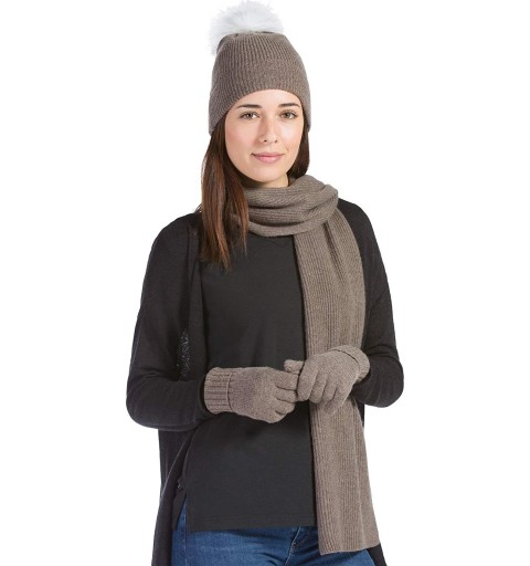 Skullies & Beanies Women's 100% Cashmere Beanie Hat with Pom - Cappuccino - C218WW83H7T $39.51
