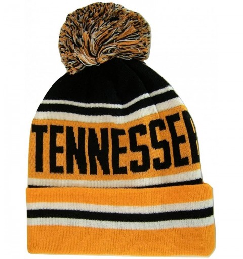 Skullies & Beanies Tennessee Adult Size Striped Winter Knit Beanie Hats - Orange - CL188QOHI84 $9.46