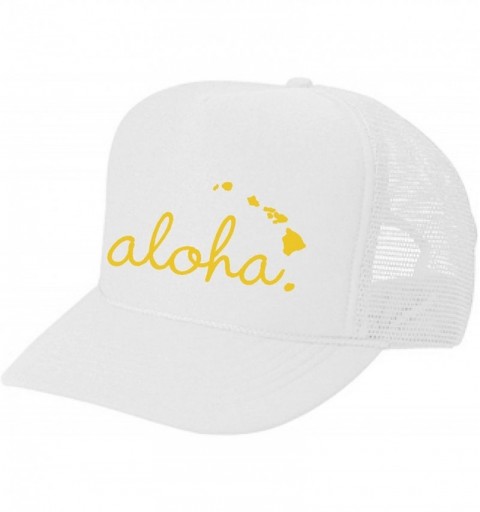 Baseball Caps Hawaii Honolulu HAT - Aloha - Cool Stylish Apparel Accessories - White-gold Print - CS1855XSODI $13.17