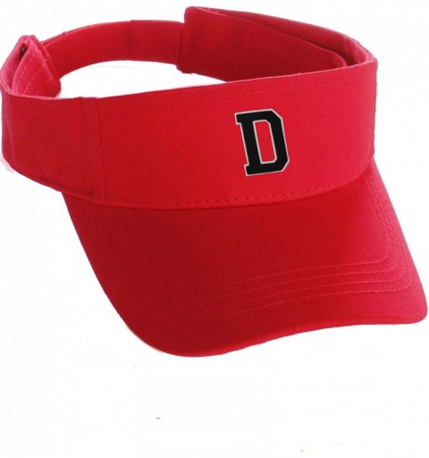 Baseball Caps Custom Sport Sun Visor Hat A to Z Initial Team Letters- Red Visor White Black - Letter D - CP18GS4GYWU $15.54