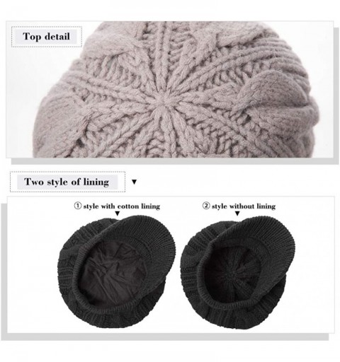 Skullies & Beanies Wool Knitted Visor Beanie Winter Hat for Women Newsboy Cap Warm Soft Lined - 10120_coffee / Cotton Lined -...