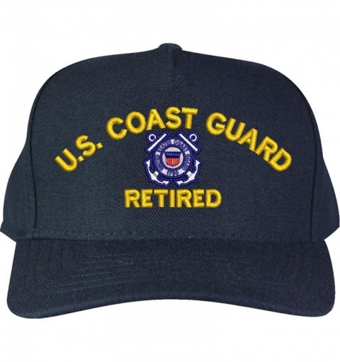 Baseball Caps U.S. Coast Guard Retired Embroidered Cap - Navy Blue - High Profile - Wool Blend - Usa - CH18OQWIN62 $35.45
