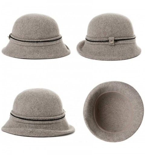 Bucket Hats 1920 Vintage Cloche Bucket Hat Ladies Church Derby Party Fashion Winter 55-59CM - 00090_camel - CK18K702GC3 $16.25