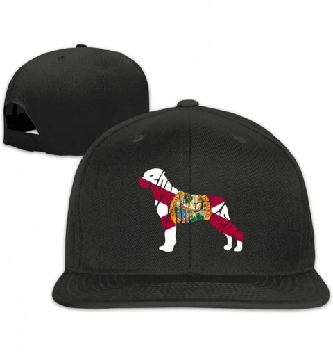 Baseball Caps Mens Flat Baseball Cap Florida Flag Rottweiler Dog Hip Hop Snapback Sports Cap Classic Flat Hat Black - CS18WLZ...
