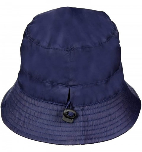 Bucket Hats Waterproof Packable Rain Bucket Hat- Interior Zip Pocket - Foldable Crusher Cap - Navy Blue - CM18HW2AYNY $20.02