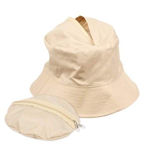 Bucket Hats Waterproof Packable Rain Bucket Hat- Interior Zip Pocket - Foldable Crusher Cap - Navy Blue - CM18HW2AYNY $20.02