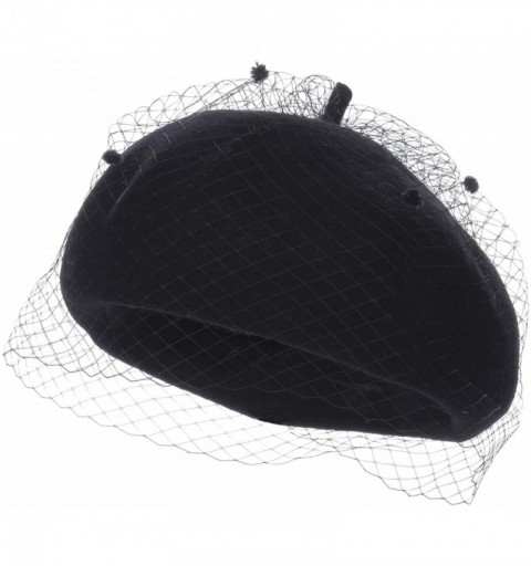 Berets Women French Wool Beret Hats - Solid Color Classic Beanie Winter Cap - Mesh-black - C918L3297U4 $10.57