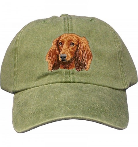 Baseball Caps Spruce Dog Breed Embroidered Adams Cotton Twill Caps (All Breeds) - Spruce - Dachshund Dv415 - C612CJOL3PR $17.73