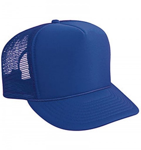 Baseball Caps Youth Polyester Foam Front Solid Color Five Panel High Crown Golf Style Mesh Back Cap - Royal - C311U5K6I9T $9.37