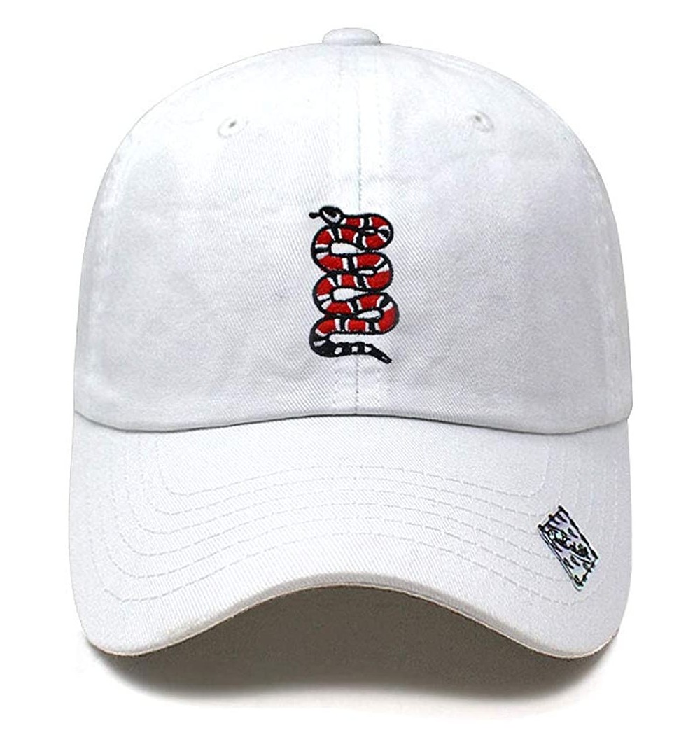 Baseball Caps King Snake Dad Hat Cotton Baseball Cap Polo Style Low Profile (White W) - CV18KX7ZGO7 $12.62