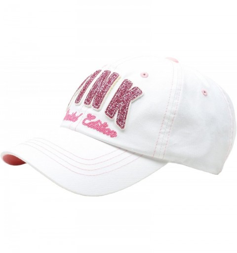 Baseball Caps Women Sexy Pink Mark Lady Shiny Stitch Design Ball Cap Baseball Hat Truckers - White - CL11ULDUXM3 $45.62