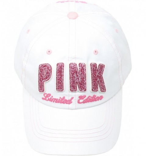 Baseball Caps Women Sexy Pink Mark Lady Shiny Stitch Design Ball Cap Baseball Hat Truckers - White - CL11ULDUXM3 $29.63