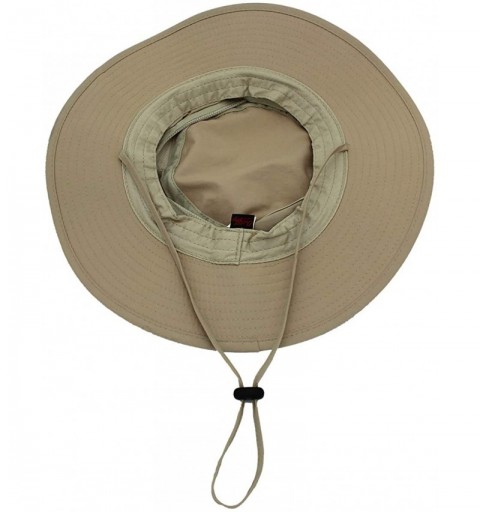 Sun Hats Outdoor Mesh Boonie Hat Outdoor UPF 50+ Wide Brim Sun Hat Windproof Fishing Hats - Khaki - CI18U29ZHIU $9.66