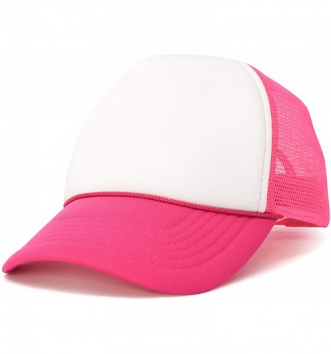 Baseball Caps Neon Trucker Caps Adjustable Snapback Hat - Neon Hot Pink/White - CW11QNMLVJ5 $9.39