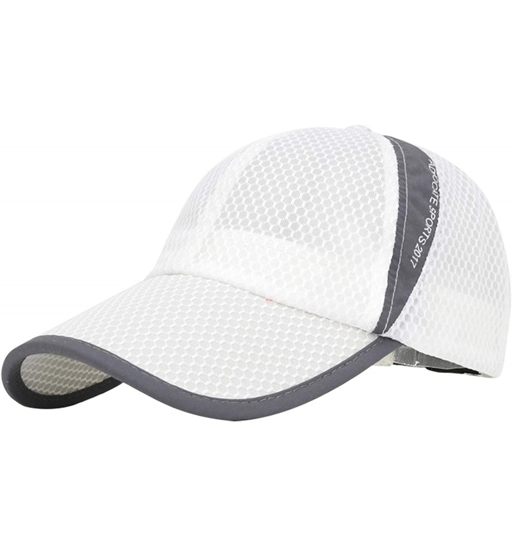 Baseball Caps Men's Summer Outdoor Sport Baseball Cap Mesh Hat Running Visor Sun Caps - White-2 - CA18RTKMNRG $14.19