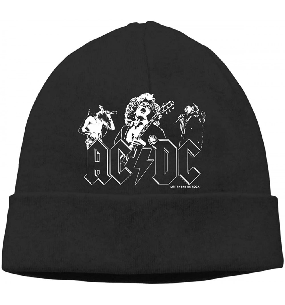 Skullies & Beanies Black ACDC Let There Be Rock Soft Adult Adult Hedging Cap (Thin) - Black - CE192R4K3XG $10.84