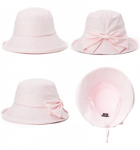 Sun Hats Bucket Cord Sun Summer Beach Hat Wide Brim for Women Foldable UPF 50+ - 89037_pink - C517YQGWEWC $18.40