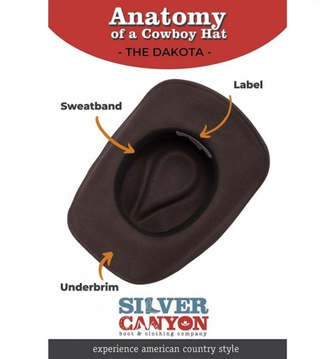 Cowboy Hats Shapeable Outback Cowboy Western Wool Hat- Dallas- Silver Canyon - Grey - C018E4HET2A $44.71