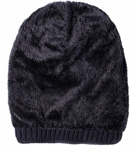 Skullies & Beanies Mens Winter Warm Slouchy Beanie Oversized Baggy Hat Fleece Lined Knit Skull Cap - A-black - CO18HGDEL4L $7.78