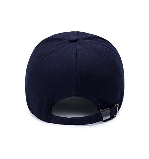 Baseball Caps Unisex Long Brim Baseball Cap Cotton Adjustable Sun Hat Large Visor Anti-UV for Outdoor Sports - Solid Navy - C...