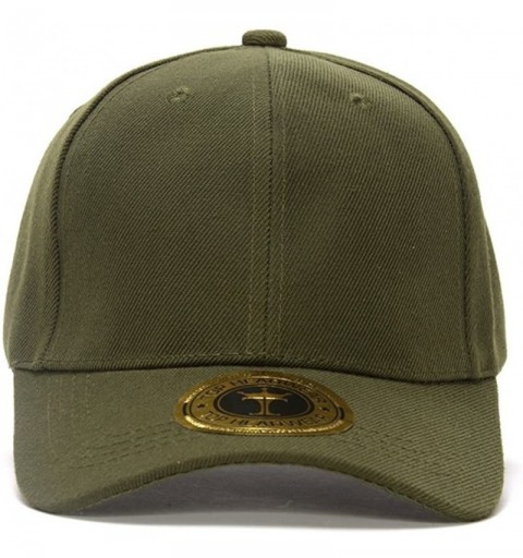 Baseball Caps Structured Hook & Loop Adjustable Hat - Olive - CT182X0Q6MQ $7.97