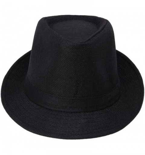 Sun Hats Fedoras Gangster Summer Hat Jazz Caps - Black - CV11KYC77BL $18.71