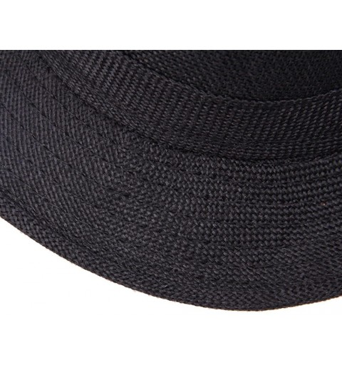 Sun Hats Fedoras Gangster Summer Hat Jazz Caps - Black - CV11KYC77BL $9.86