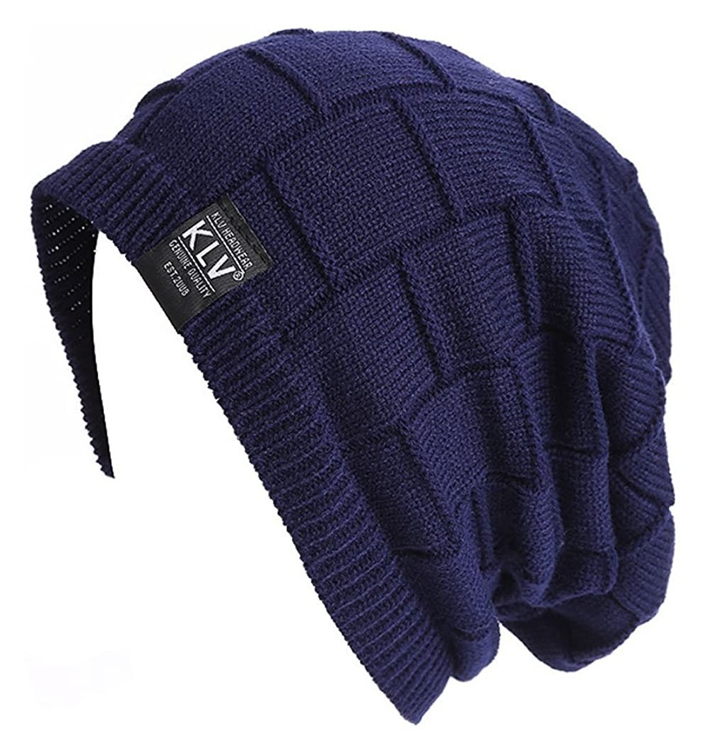 Skullies & Beanies Womens Mens Slouch Beanie Outdoor Ski Skull Cap Unisex Warm Knitted Hat - Navy Blue - C912M7XCIQX $14.01