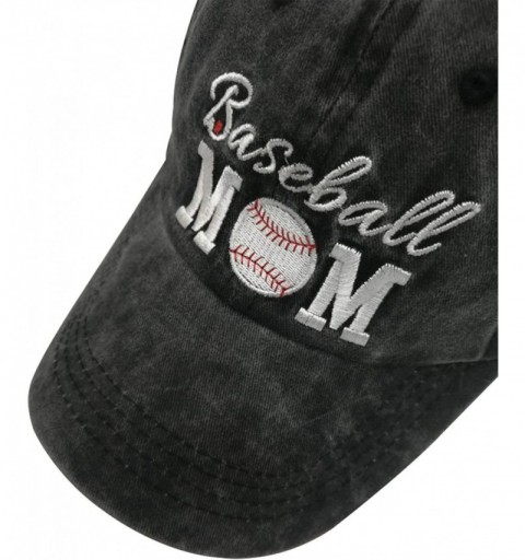 Baseball Caps Baseball Mom Ponytail Baseball Cap Messy Bun Vintage Washed Distressed Twill Plain Hat for Women - Black - C518...