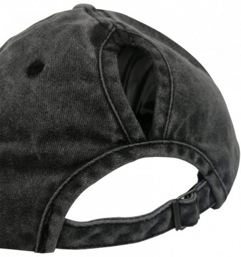 Baseball Caps Baseball Mom Ponytail Baseball Cap Messy Bun Vintage Washed Distressed Twill Plain Hat for Women - Black - C518...