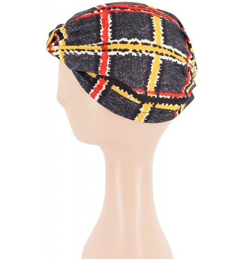 Skullies & Beanies Women Pleated Twist Turban African Printing India Chemo Cap Hairwrap Headwear - Black3 - CY18WWRH9US $8.00