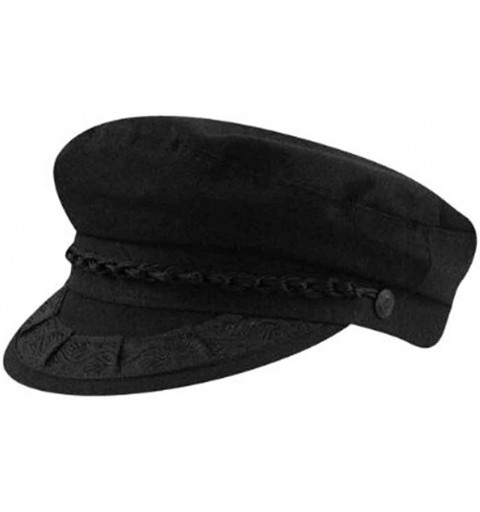 Newsboy Caps Authentic Traditional Wool Greek Fisherman Cap - Black - C718EN0G36N $31.83