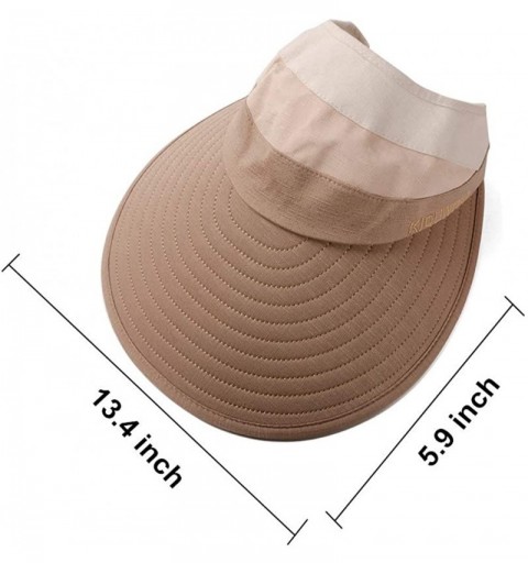 Sun Hats Sun Visor Hats for Women Large Brim Summer UV Protection Foldable Beach Cap - Khaki - CA18NQ32UUZ $9.39