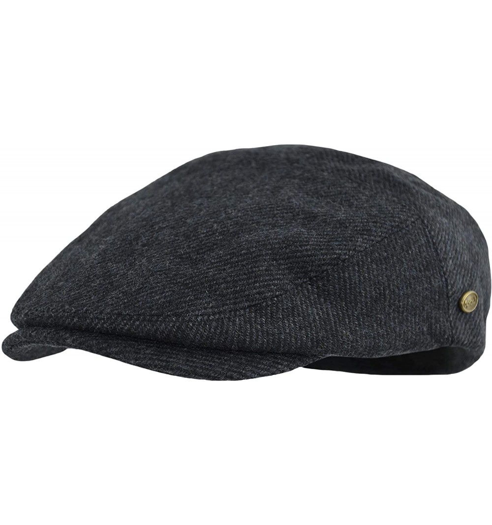 Newsboy Caps Premium Men's Wool Newsboy Cap SnapBrim Thick Winter Ivy Flat Stylish Hat - 3082-dk.gray Herringbone - CG18Y6NY0...
