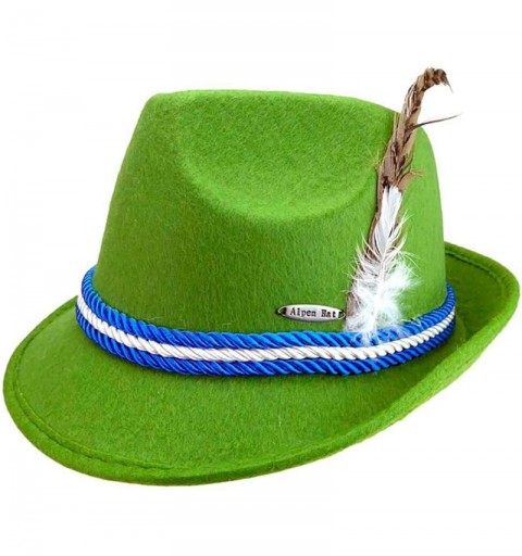 Fedoras Men's German Fedora Hat Bavarian Style W/Feather - Green - C511LND4669 $10.48