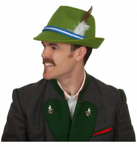 Fedoras Men's German Fedora Hat Bavarian Style W/Feather - Green - C511LND4669 $10.48