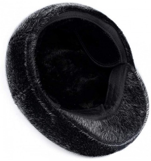 Newsboy Caps Faux Mink Fur Flat Cap Men Winter Newsboy Hat with Earmuffs Gatsby Cap - L-23-24inch/58-60cm - CC18YN7QRRH $15.35