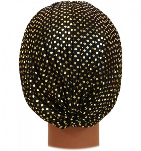 Headbands Beautiful Metallic Turban-style Head Wrap - Small Gold Dots - CX17YDTZ8IK $11.55