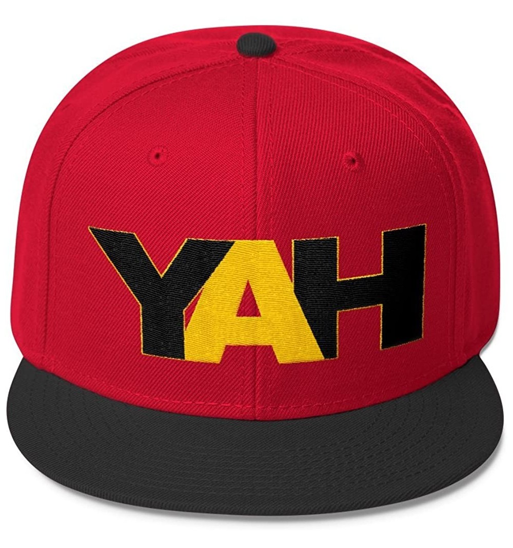 Baseball Caps YAH Print Snapback Hat - Red/Black Bill - C818778997Y $27.40
