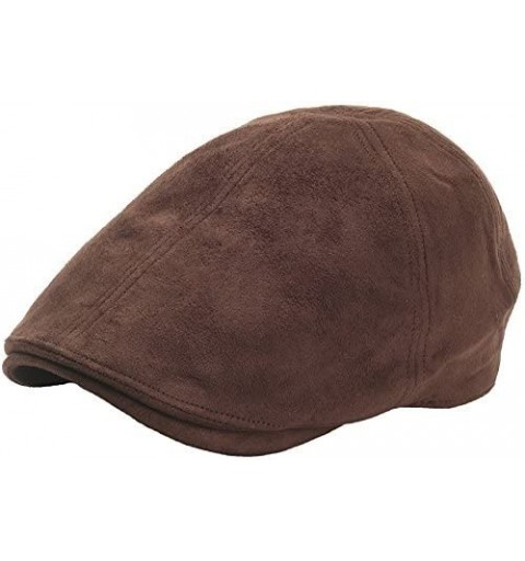 Baseball Caps N25 Simple Suede Feel Soft Ivy Cap Cabbie Newsboy Beret Gatsby Flat Driving Hat - Darkbrown - CO129DH9TCR $20.66