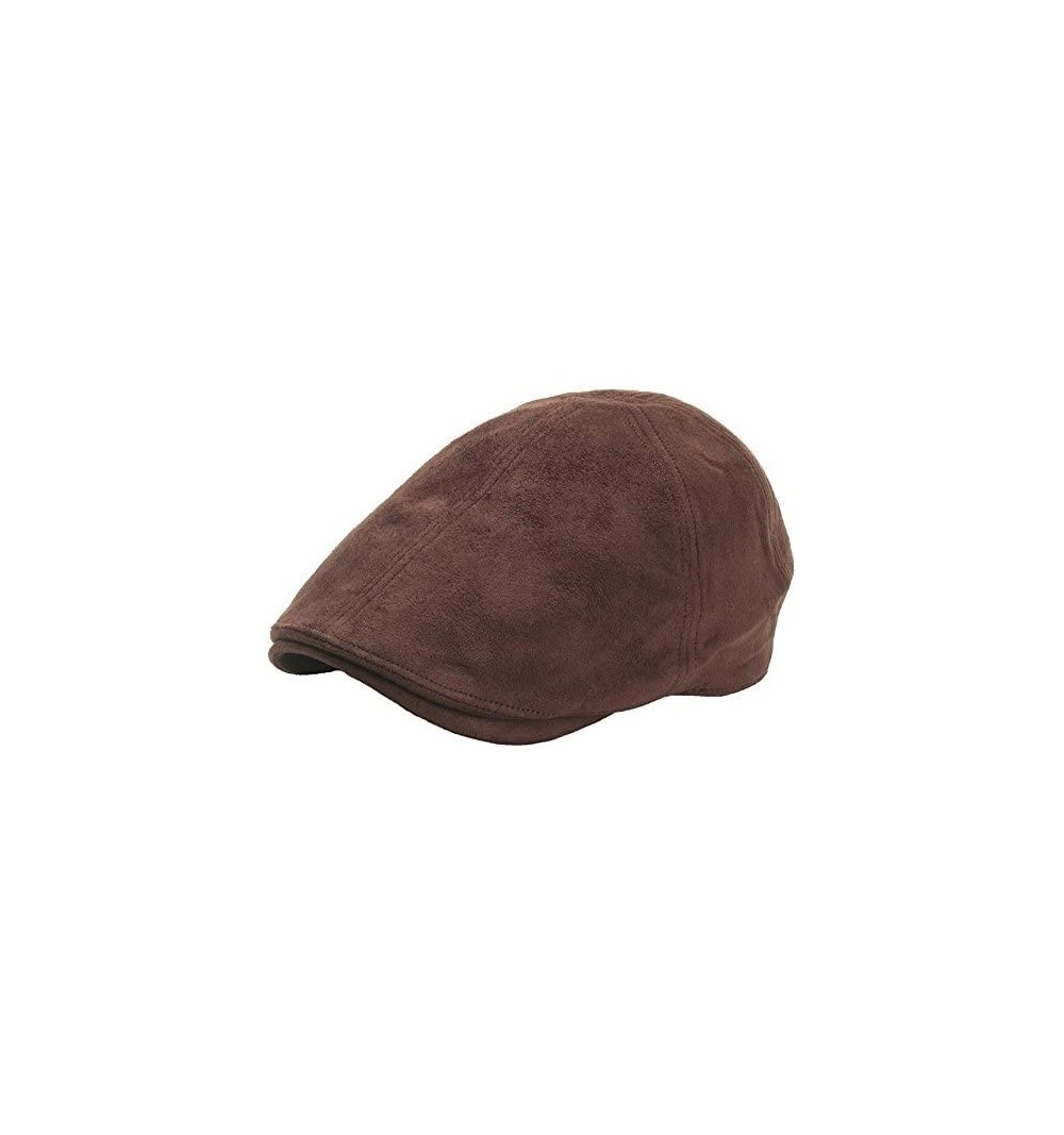 Baseball Caps N25 Simple Suede Feel Soft Ivy Cap Cabbie Newsboy Beret Gatsby Flat Driving Hat - Darkbrown - CO129DH9TCR $20.66
