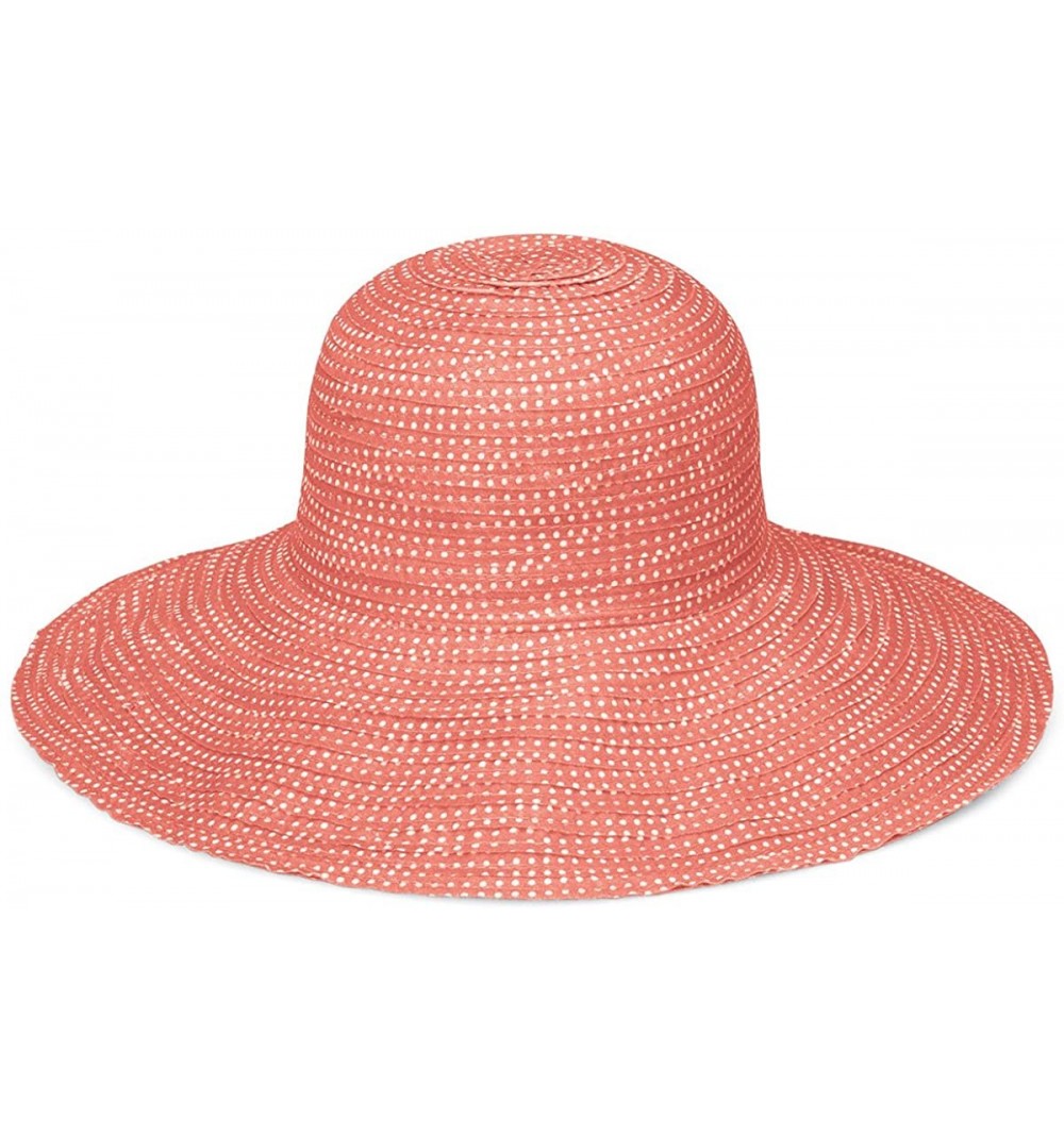 Sun Hats Women's Scrunchie Sun Hat - UPF 50+- Ultra-Light- Wide Brim- Floppy- Packable - Coral With White Dots - CA11VSYWU11 ...
