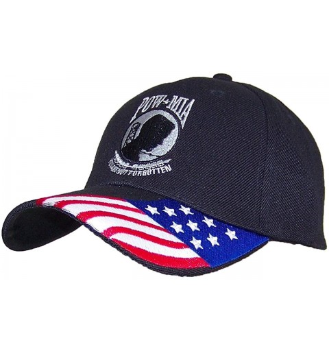 Skullies & Beanies Y&W POW/MIA You Are Not Forgotten With Flag On Bill Adjustable Hat - Black - CE11JMBW83R $10.65