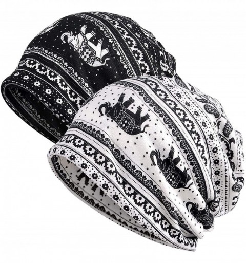 Skullies & Beanies Skullies Beanies Thin Bonnet Cap Autumn Casual Beanies Hat - 2 Pack- White & Black - C718RO5YXY3 $12.16