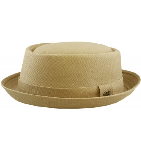Fedoras 100% Cotton Paisley Lining Premium Quality Porkpie Hat - Khaki - CL12CQRLW8F $29.60
