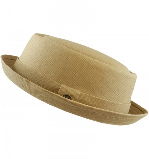 Fedoras 100% Cotton Paisley Lining Premium Quality Porkpie Hat - Khaki - CL12CQRLW8F $18.55