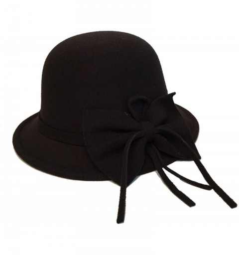 Bucket Hats Women's Vintage Style Wool Cloche Bucket Winter Hat - Black - CM12N7ZBLDI $27.63